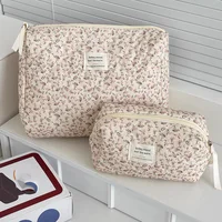 Pochette à cosmétiques Vintage pour femmes, imprimé Floral, sac à main de voyage, sac de rangement de maquillage, sac matelassé de grande capacité pour cadeau 3