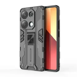Car Magnetic Armor Kickstand Phone Case - Durable Protective Back Cover for Poco M6 Pro 4G (Black)