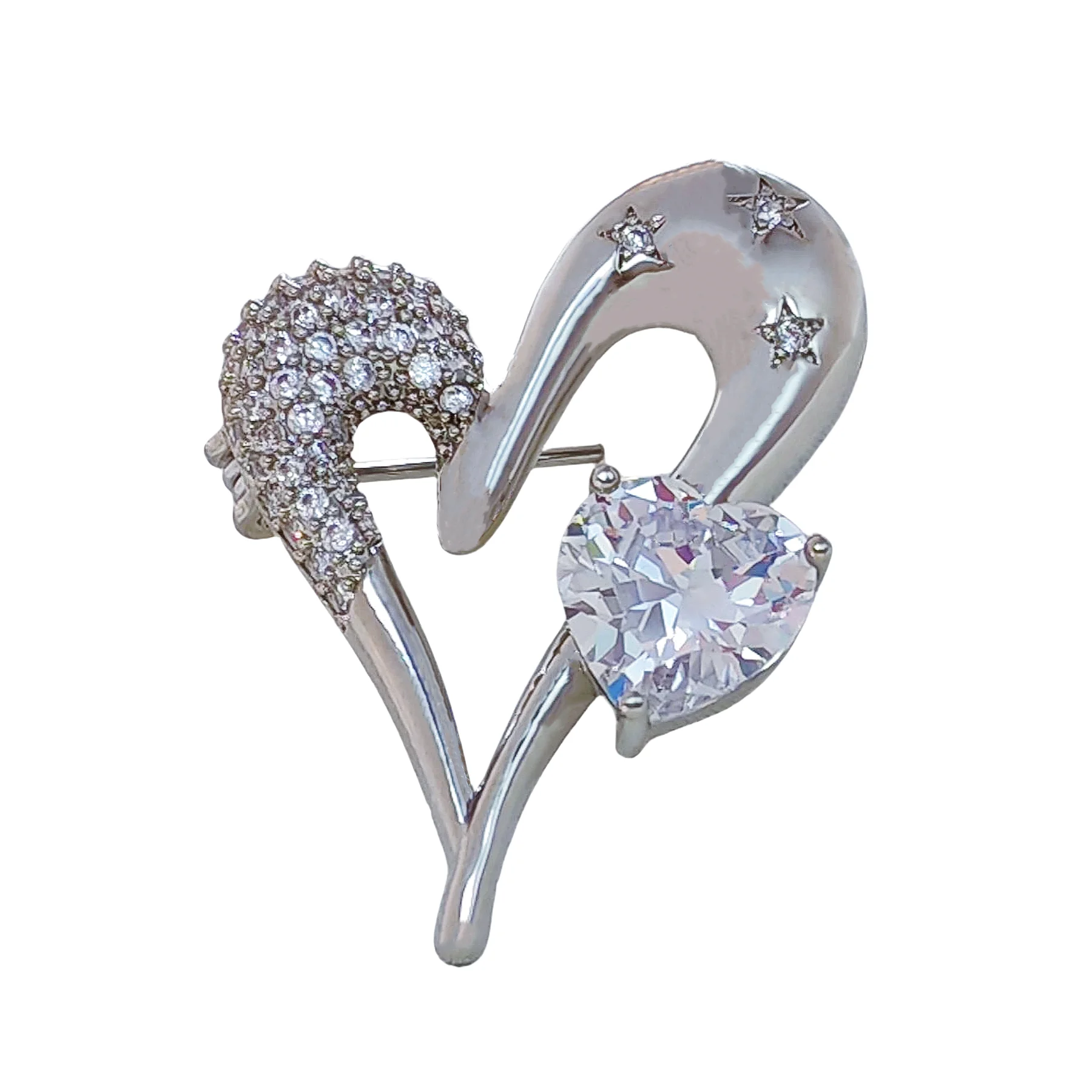 

Звездный стиль открывается Серебряный металлик и прозрачный CZ романтические шпильки со звездами для дня рождения