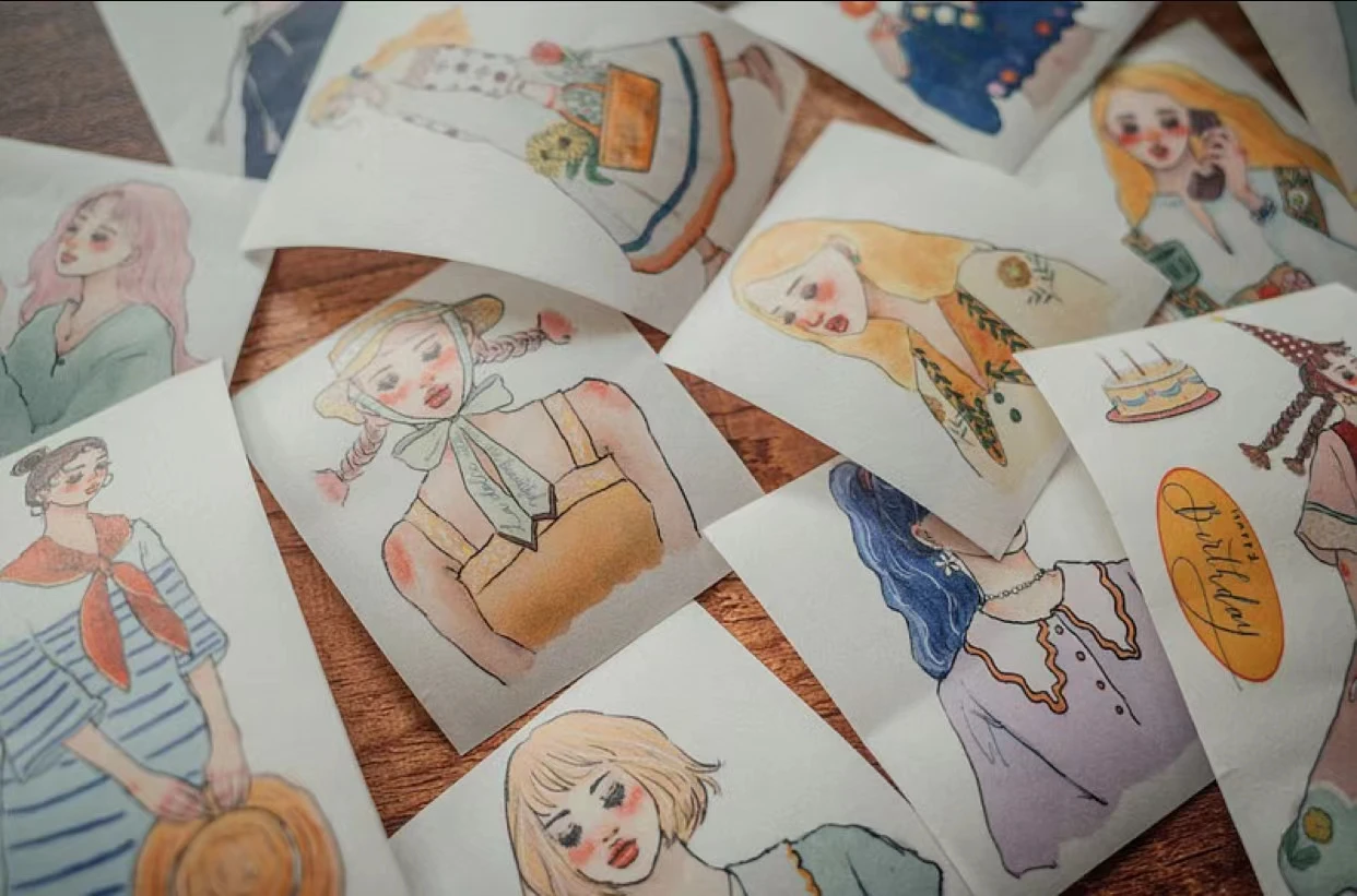 La Dolce Vita Studio 빈티지 백 꽃의 노래2 카드 제작용 Washi 테이프 DIY Scrapbooking 계획 스티커