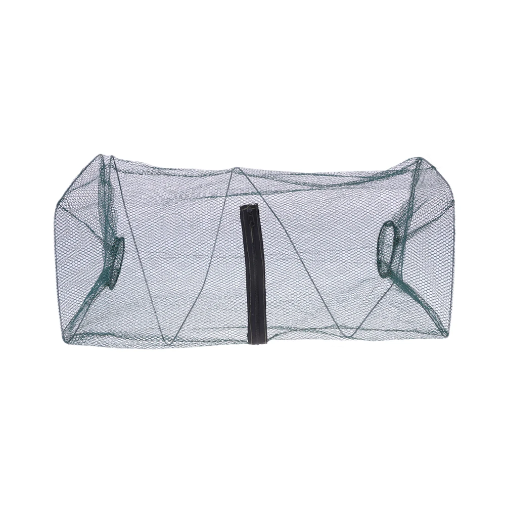 Collapsible Cast Net with Zipper Foldable Crab Fishing Net Nylon Shrimp Net Cage Large Capacity Fishing Accessories
