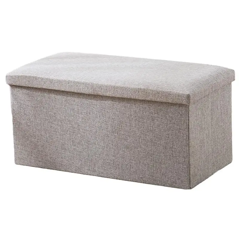 

Multifunctional Ottoman Bench Seat Foldable Shoe Changing Stool Fabric Storage Bin Box Rectangular Cotton Linen Storage Stool