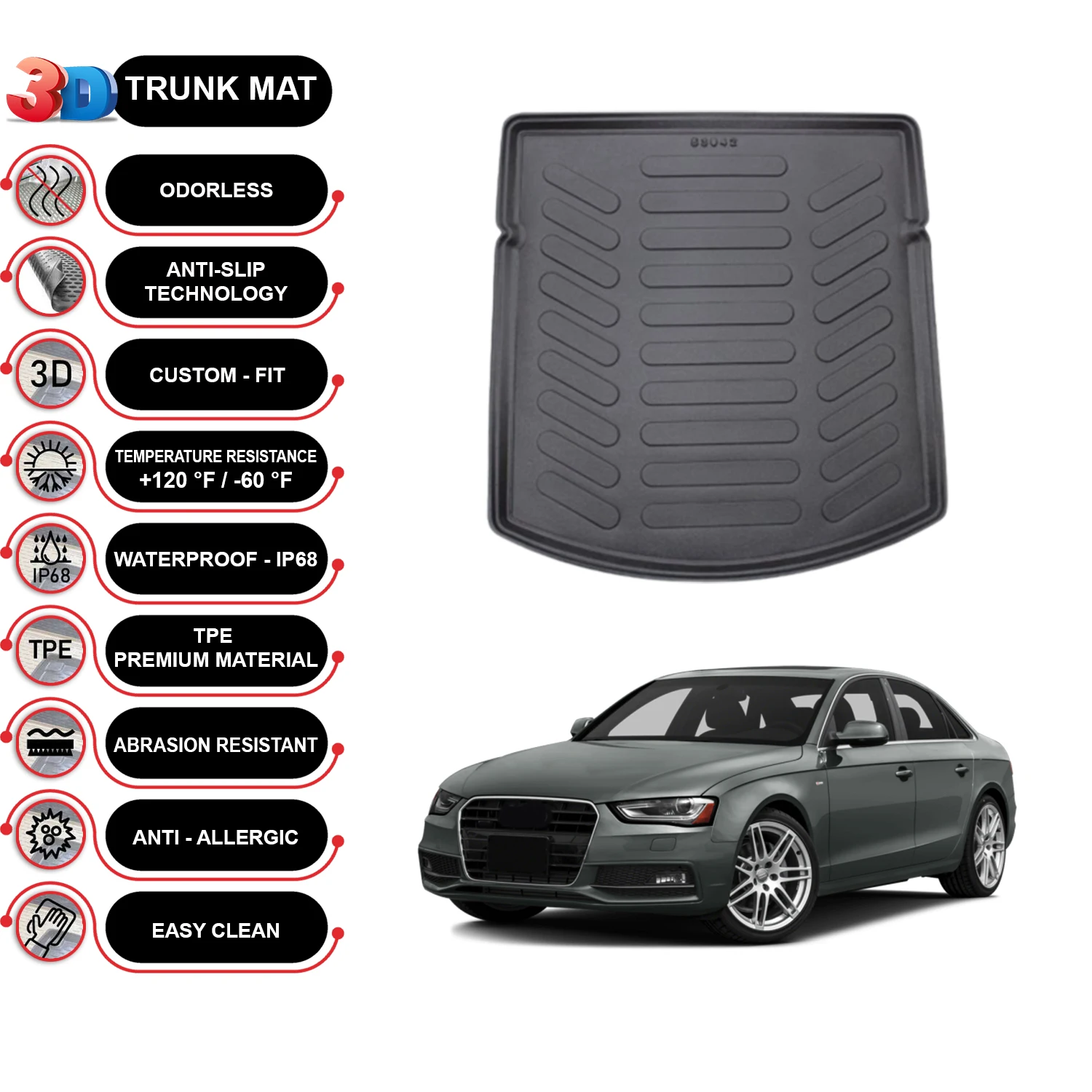 

Audi A4 B8 2008-2016 Cargo Liner Rear Trunk Floor Mat