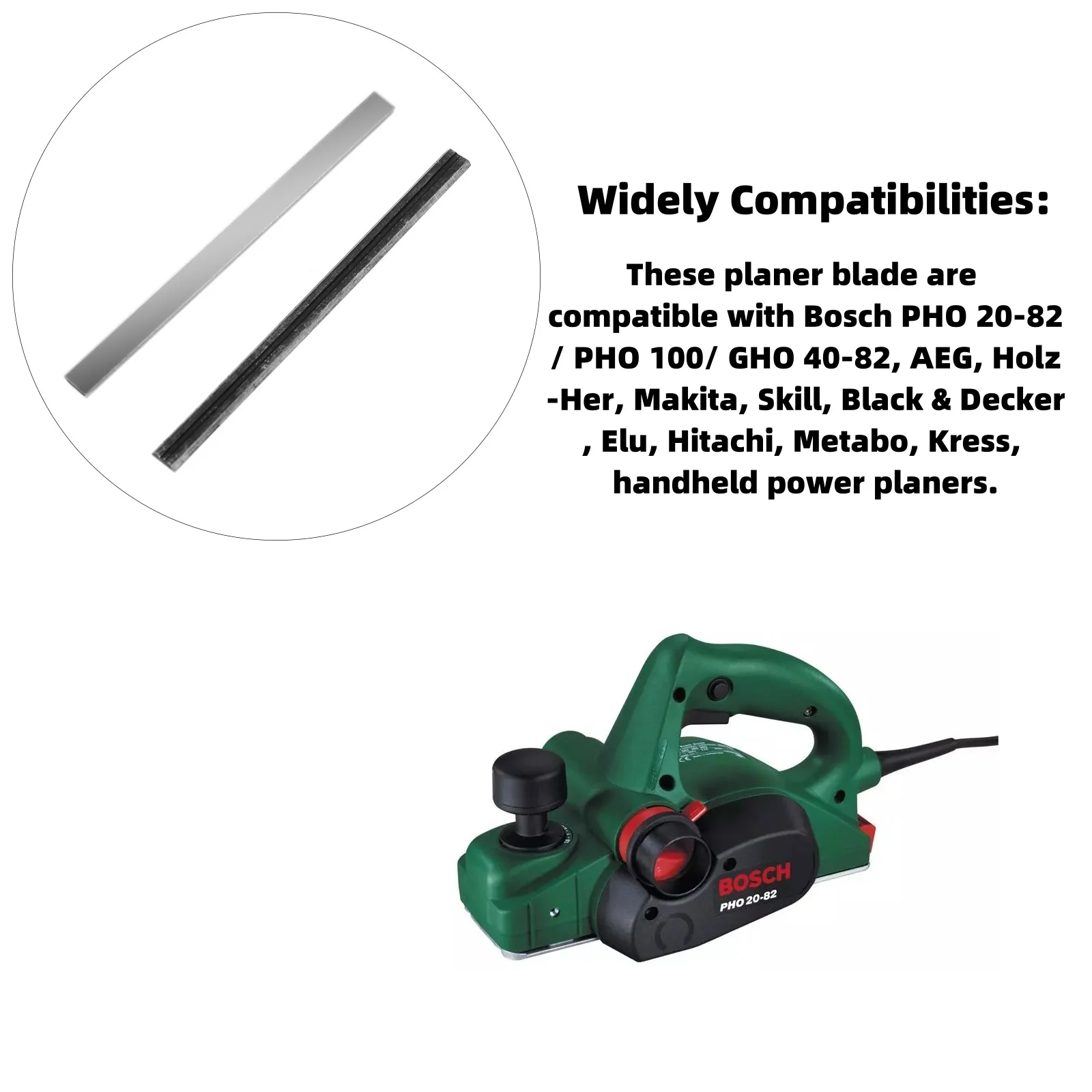 Xcalibur 82mm Reversible Planer Blades HSS For Bosch Black