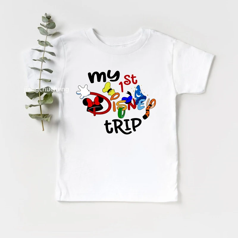 New My First Disney Trip 2025 Kids Tshirts Funny Short Sleeve Boys Girls Disney Vacation T Shirt Mickey Minnie Children Clothes 3