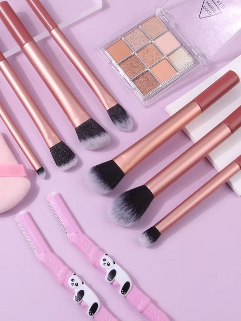 41411-12c346.jpg 11 PCS Professional Makeup Brush Kit, Soft Fluffy Bristles, Foundation Blush Eyeshadow Brushes + Makeup Sponge + Eyebrow Razor