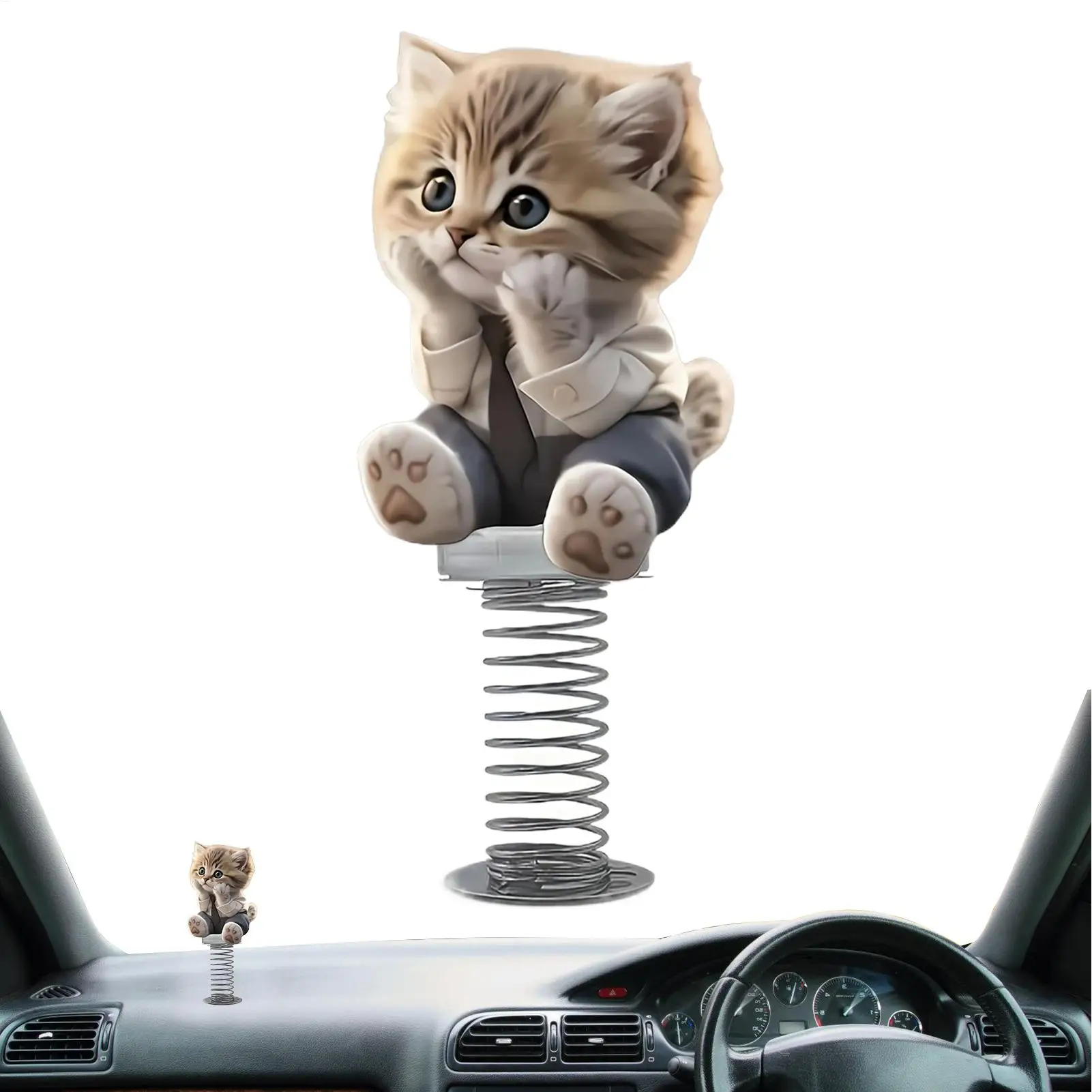2D süße Katze Bobble Auto Armaturenbrett Spielzeug Cartoon Katze schütteln Kopf tanzen Spielzeug Auto Mittelkonsole dekorative Innenzubehör – Detail 11