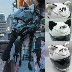 2Pcs Creative Cute Motorcycle Helmet 3D Plush Cat Ears with Tail Helmet Decor Sticker Cosplayer Styling （Excluding Helmets）
