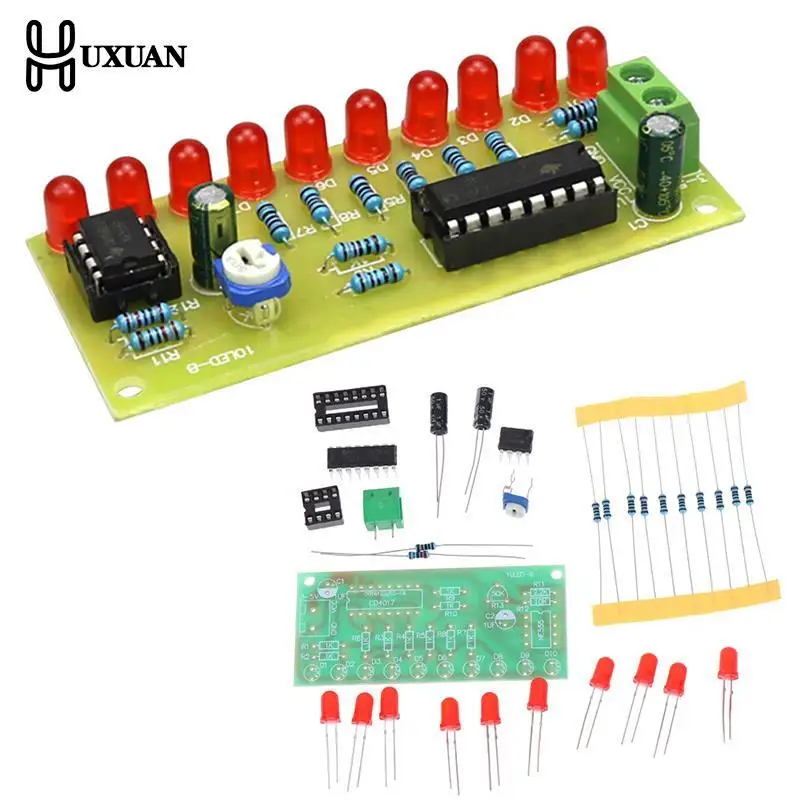 

LED Light Chaser Water Flowing Light LED Electronic DIY Kits Module NE555 + CD4017 Driver Water Powered NE555 Circuit Red