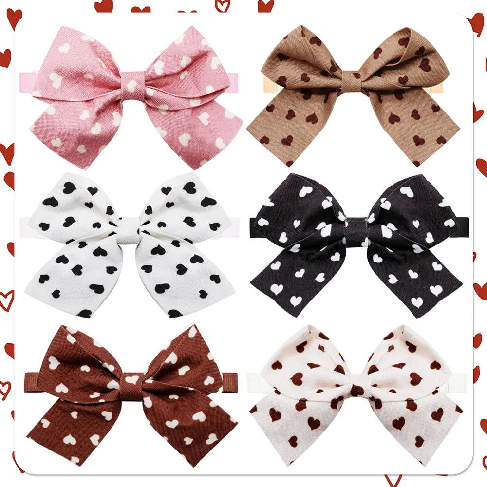 10PCS Heart Print Dog Bow Ties Adjustable Puppy Bowties Small Pet Bows Collars For Dogs and Cats Fashion Dog Grooming Supplies 4
