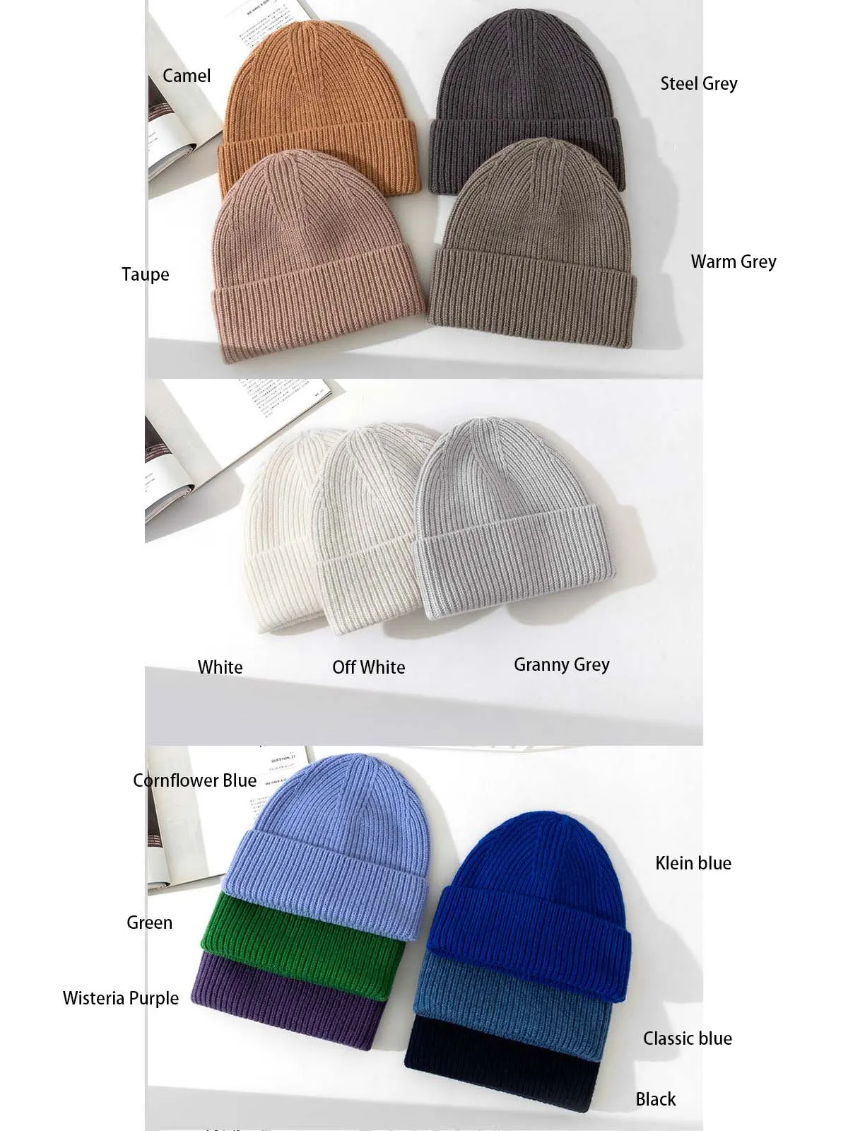 Wool Beanies Women Knitted Cap Hat Men Winter Warm Bonnet 4