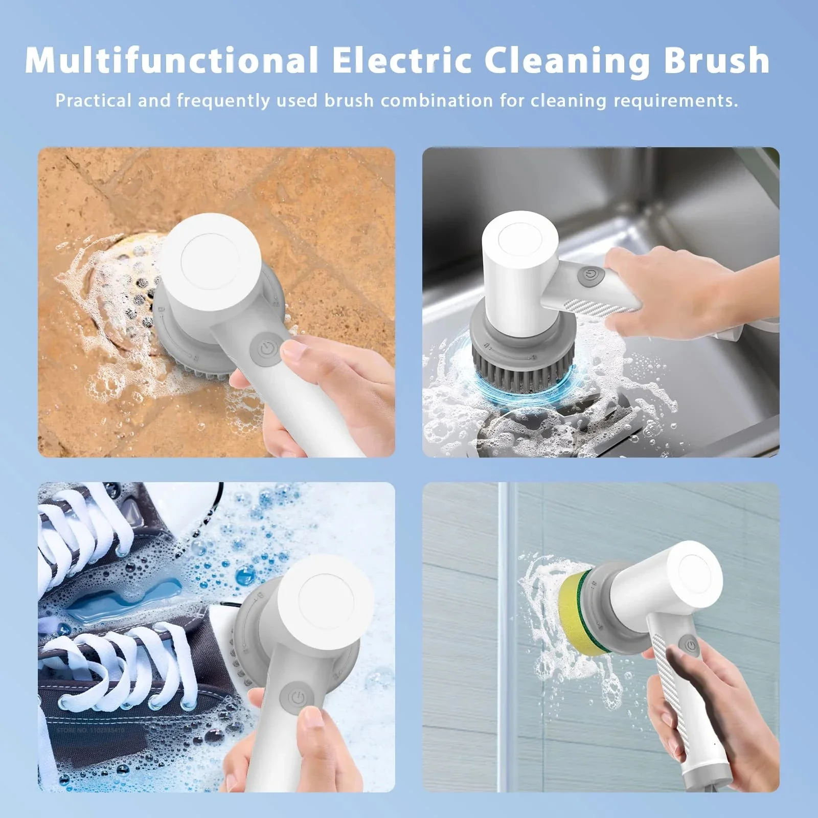 Xiaoda Wireless Electric Cleaning Brush Housework Kitchen Dishwashing Brush Bathtub Tile Professional Cleaning