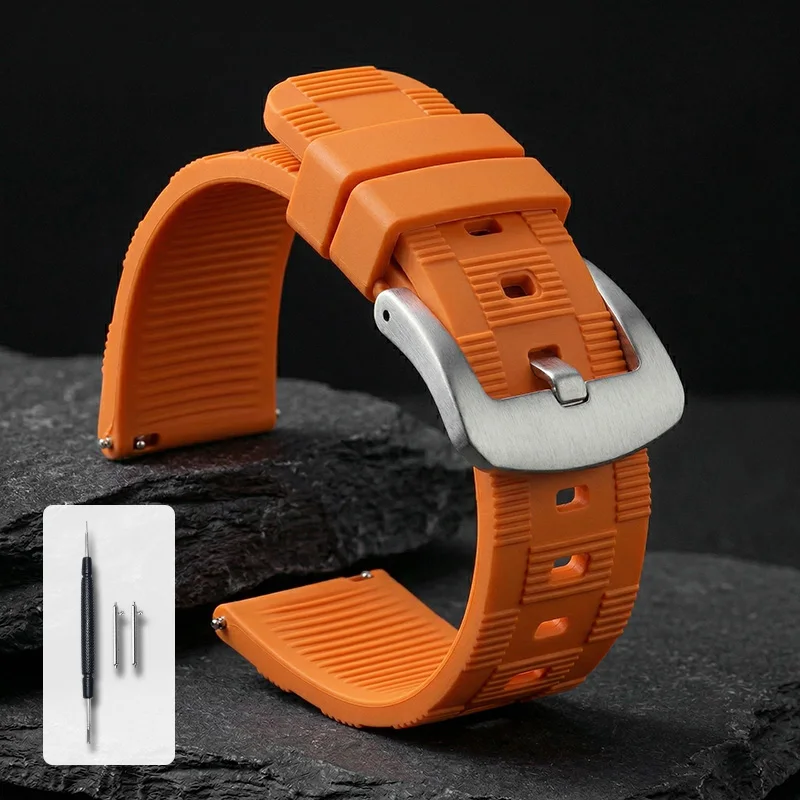 Luxury Breathable Fluororubber Sports Watch Strap