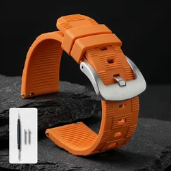 Luxury Breathable Fluororubber Sports Watch Strap - 24mm (Orange)