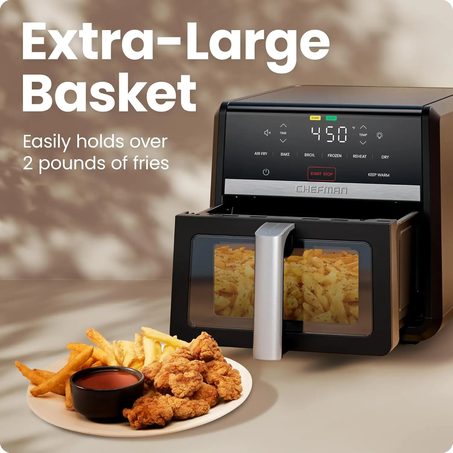 9 Qt 7-in-1 Air Fryer with Viewing Window | Fast Cooking at 450°F for Crispy Results 6