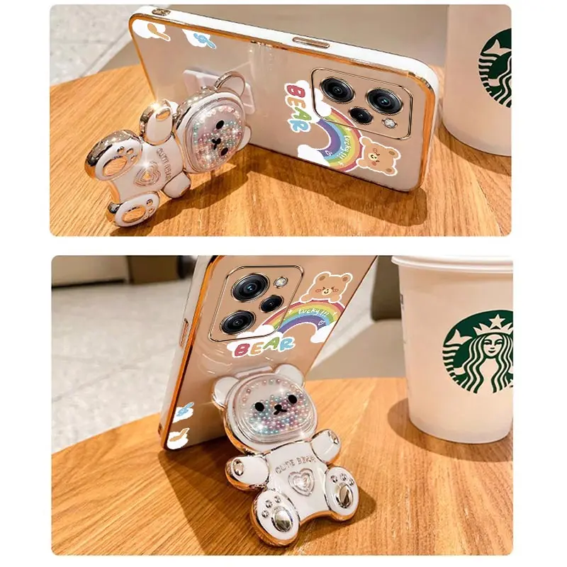 Rainbow Raccoon Holder Plating Phone Case Cover