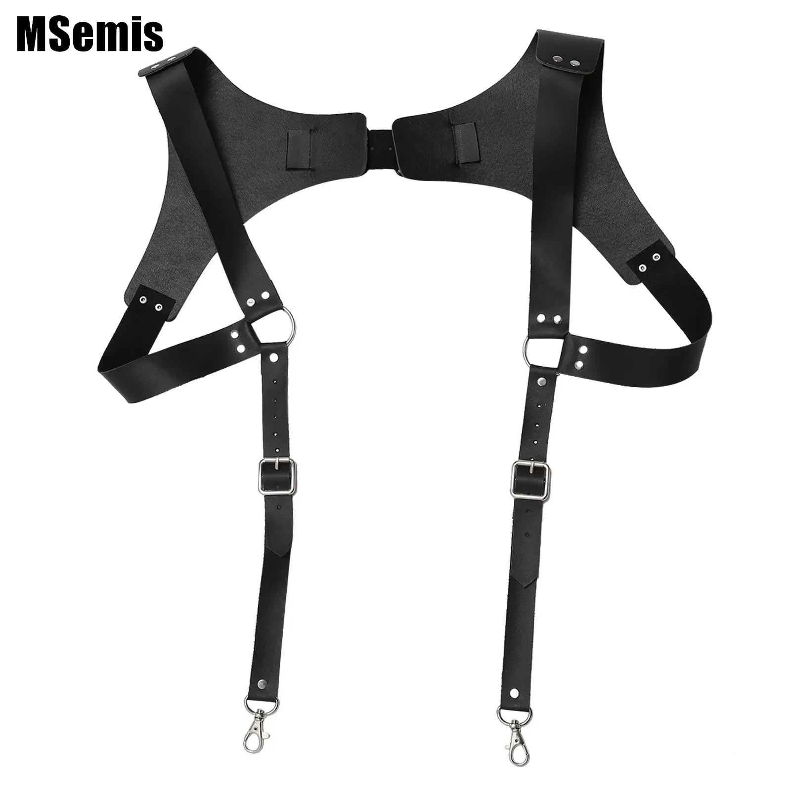 

Men Vintage Leather Harness Medieval Renaissance Solid Color Slim Belt Suspender Adjustable Buckle Punk Goth Chest Accessories