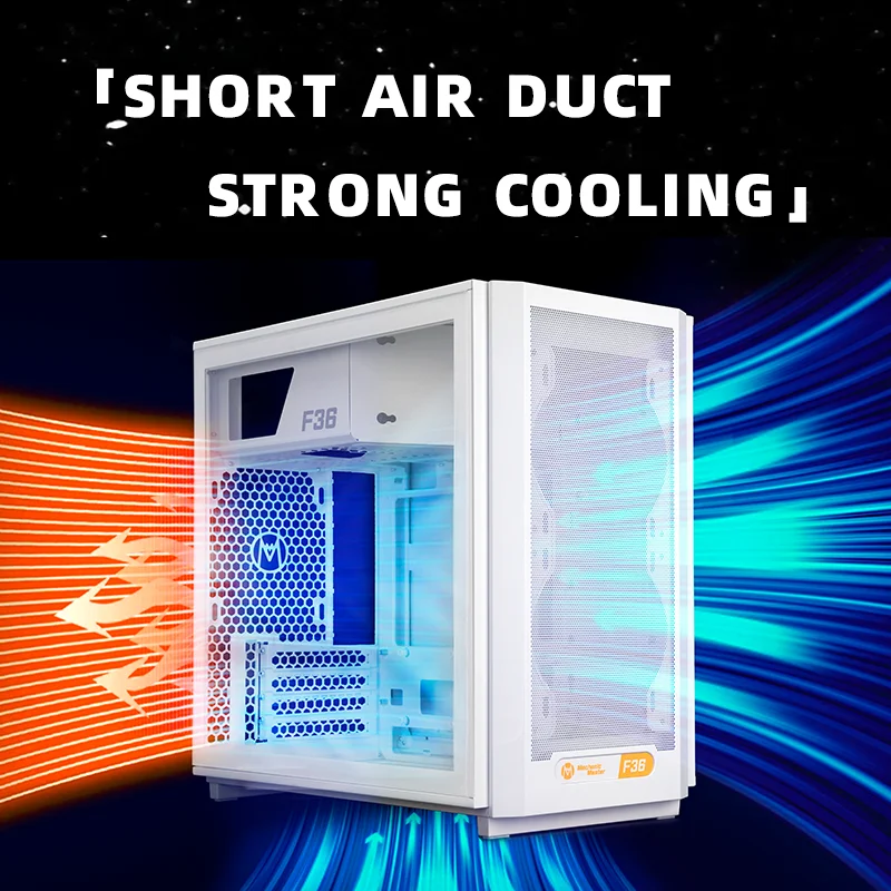 F36 플라이어 ITX/MATX 32L 짧은 에어 덕트 지지대 384mm GPU ATX 전원 공급 장치 240/280, 수냉식 165mm 타워 컴퓨터 케이스 PC 케이스