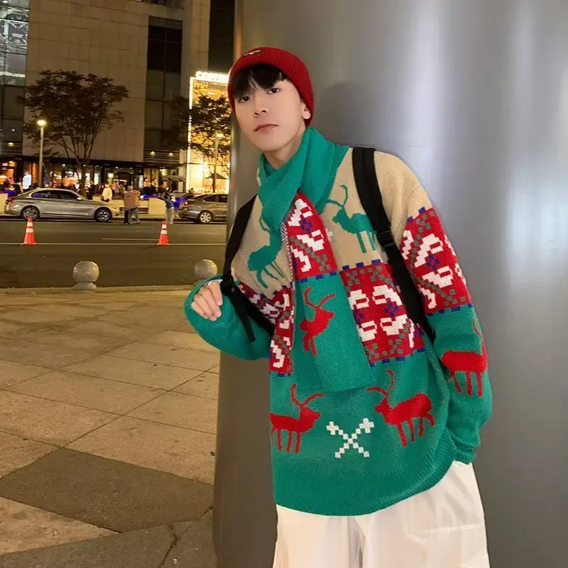 

Christmas Green Sweater Men Cool Sweater Winter Warm Graphic Sweater Men Clothing 2022 New Holiday Top Hot Winter Sweaters