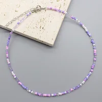 Collier ras du cou en perles de rocaille simples pour femmes, breloque de mode coréenne colorée faite à la main, style Boho, chaîne de cou, bijoux cadeau 3