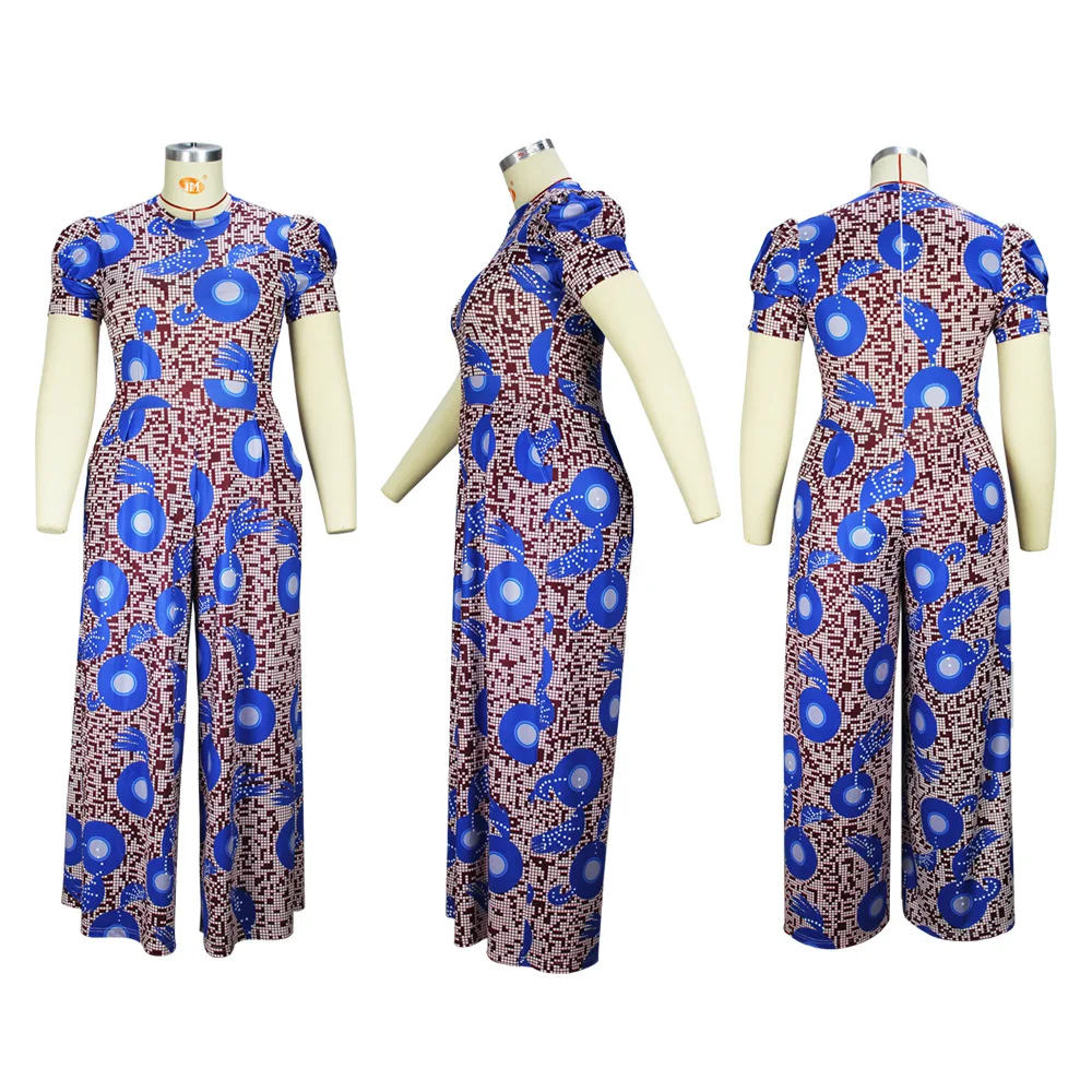 FEOGOR large size 2023 summer spring and autumn letter print short-sleeved loose bright color jumpsuit pants women comfortable