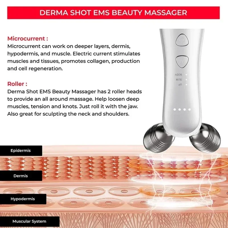 Electric Facial Micro-current Beauty Instrument Face Lift Roller Massager Skin Tighten Thin Double Chin Massage Beauty Devices