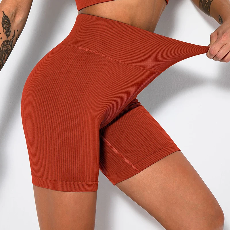 Seamless Knitted Sports Shorts Casual High Waist Push Up Cycling Shorts Fitness Running Tight Hip Lifting Yoga Shorts Sportswear 4