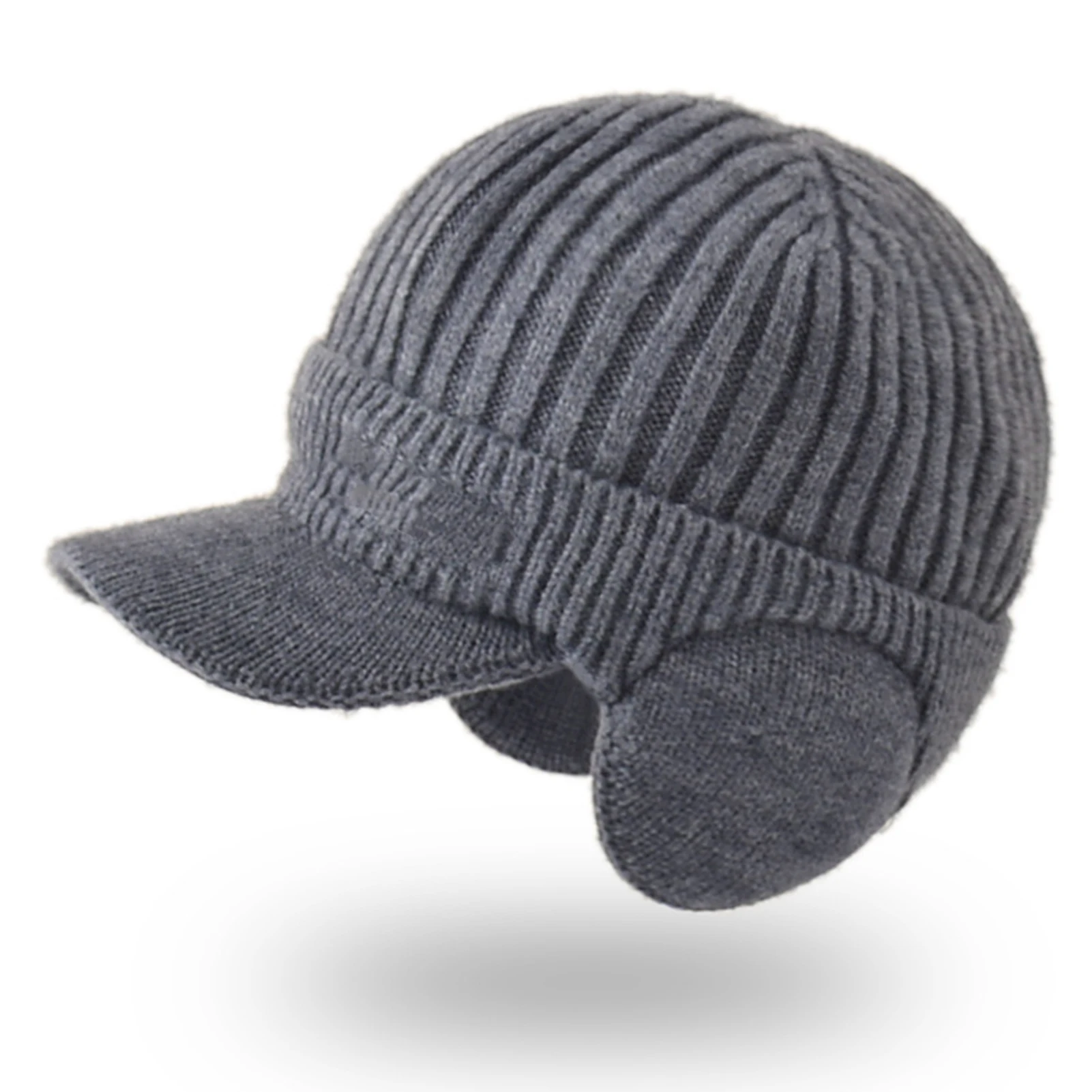 

Autumn Thick Men Knit Cap Classic Wool Warm Adult Earflap Beanie Hat With Ear Warmer Outdoor Supply