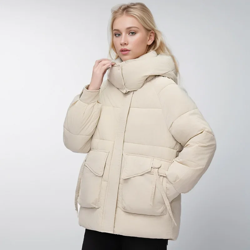 Women's Winter Jacket Parka Hoodie Thick Warm Inflatable Down Cotton Coat Windproof Snow Overcoat