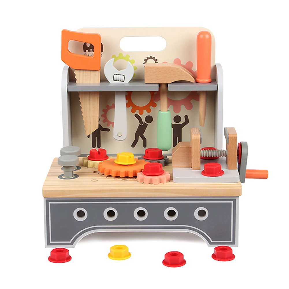 Wooden Tool Bench For Kids Wooden Tools Set STEM Pretend Play Construction Educational Toy Birthday Gifts For Boys Girls