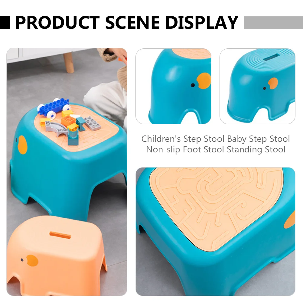 2 Pcs Footstool Practical Step Non-slip Cartoon Pp Friction Blue Changing Shoes