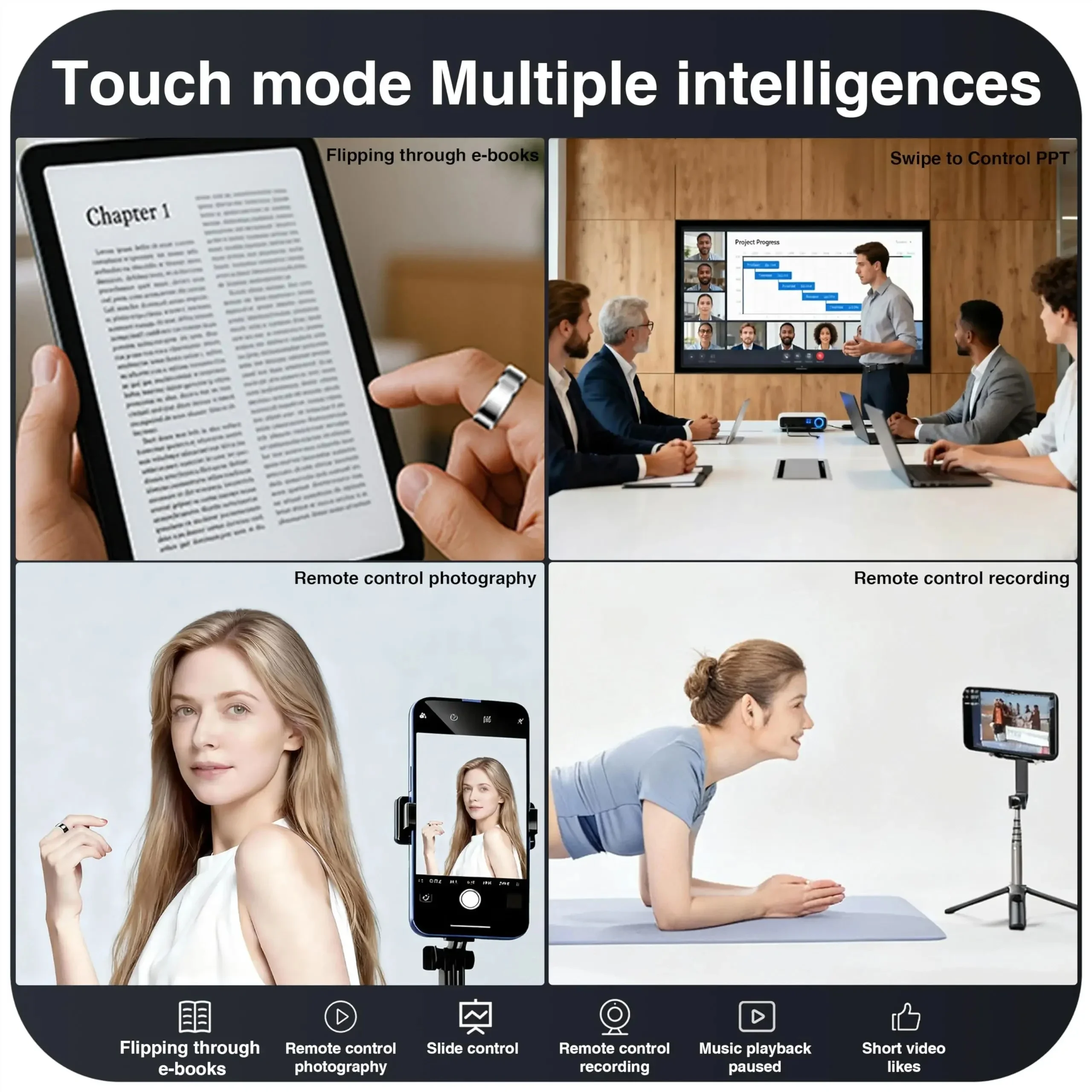 QINO R31 Anello Intelligente con Notifiche e Vibrazione | Avvisi di vibrazione per chiamate e messaggi | Notifiche con controllo touch | Monitor della Salute - immagine 6