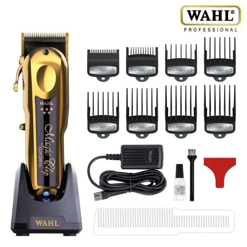 Original WahI 5 Star 8148 gold Magic Clip Gold Limited Edition Professional Cord/Cordless Hair Clipper with Charging base