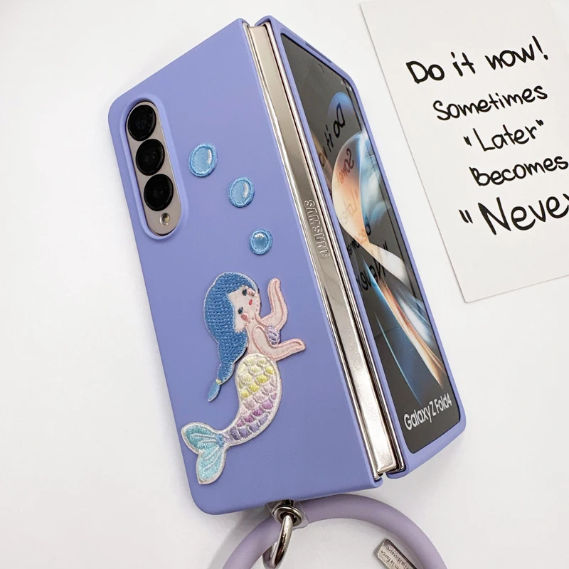 

Чехол для Samsung Galaxy Z Fold4 Z Fold3, Силиконовый противоударный чехол с вышивкой «русалка», защитный чехол