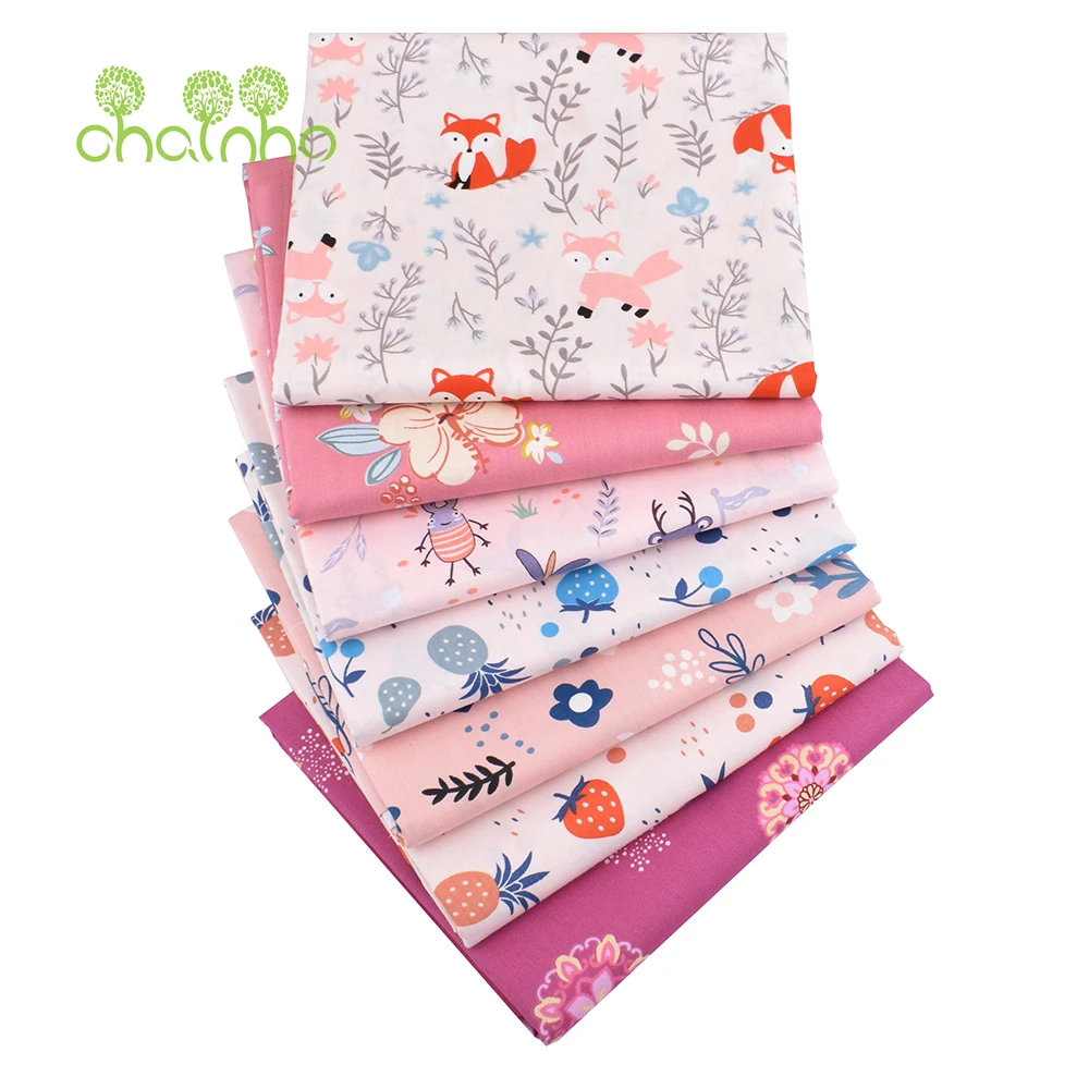 

Chainho,Printed Twill Weave Cotton Fabric,Patchwork Cloth,DIY Sewing Quilting Material,Pink Cartoon Series,4 Specification,CC098