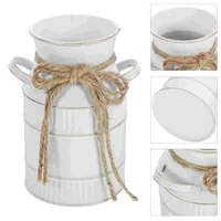 Vintage For Centerpieces Retro Milk Bottle Pitcher with Handle Iron Flower Pot White Jug Room Dried For Centerpieces 1