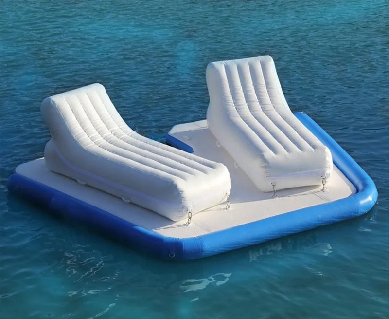 Float inflatable dock with deck chair water toys Inflatable water platform chaise lounge inflatable fishing water platform floating platform inflatable deck air deck inflatable water platform drop stitch dock