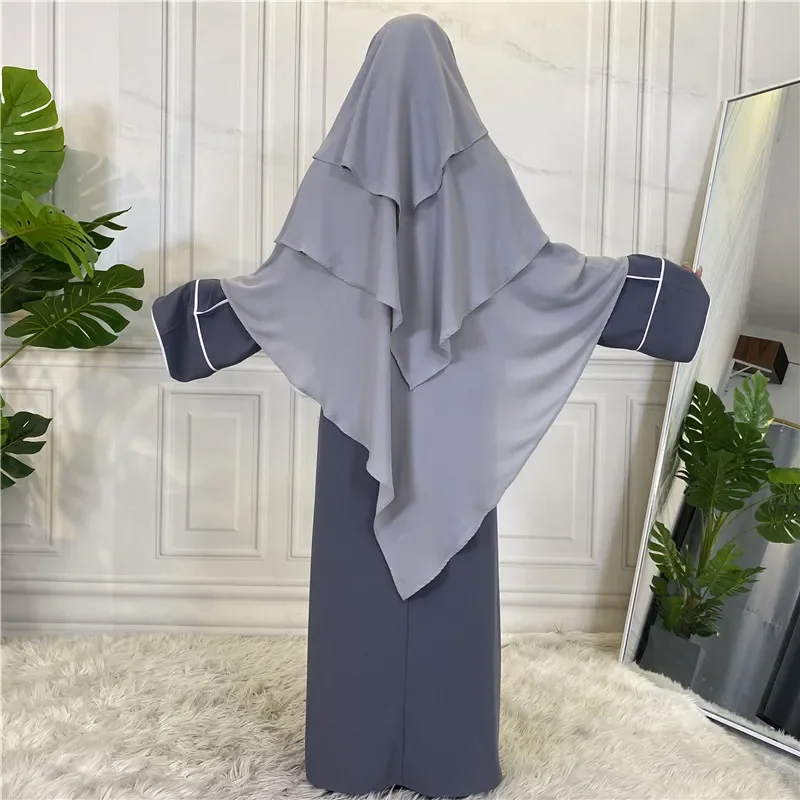 

Eid Hijab Scarf for Women Khimar Turban Islam Headscarf Muslim Clothes Three-layer Turbans Caftan Marocain Ramadan Prayer Hijab