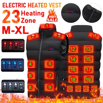 Unisex 23 Heated Zones Vest Fleece Body Warmer Heating Vests Jackets USB Electric Thermal Waistcoats For Winter Cycling Fishing 1