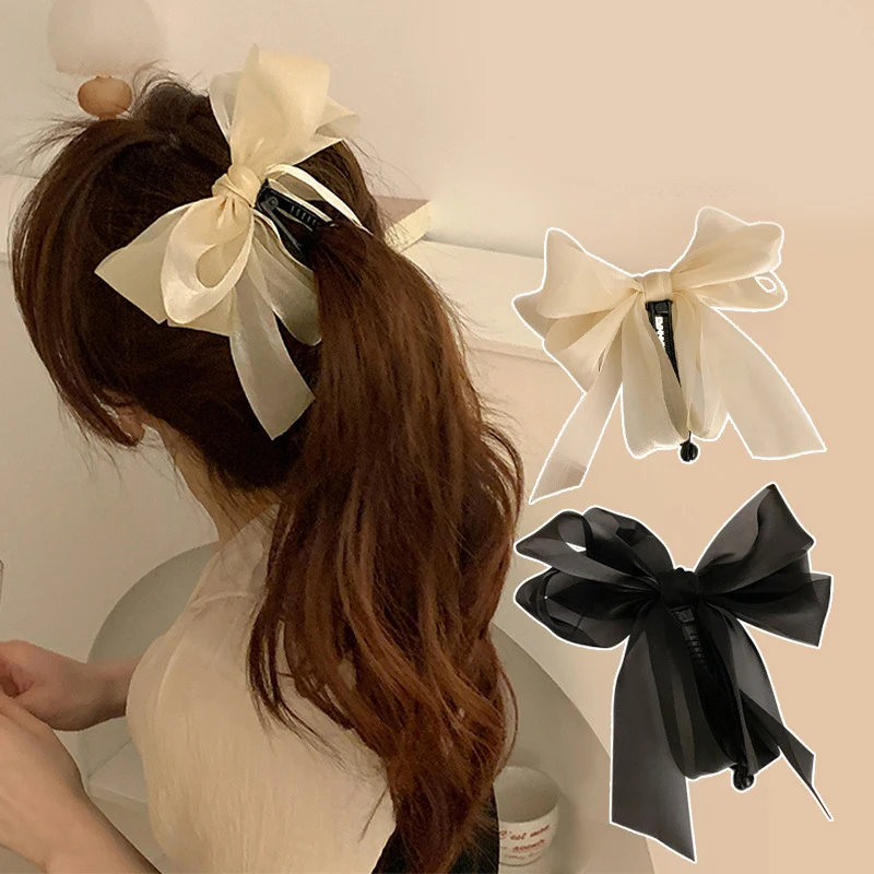 

Large Ponytail Clip Temperament Back Head Hair Clip Fabric Bowknot Grab Clip Women Headwear For Girls Fashion Hair Accessories
