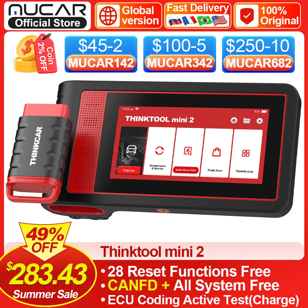 

THINCKAR THINKTOOL MINI2 Wireless OBD2 Scanner Diagnostic Tool Full System Scan Tool 28 Resets Car Diagnostic Scanner ECU CODING
