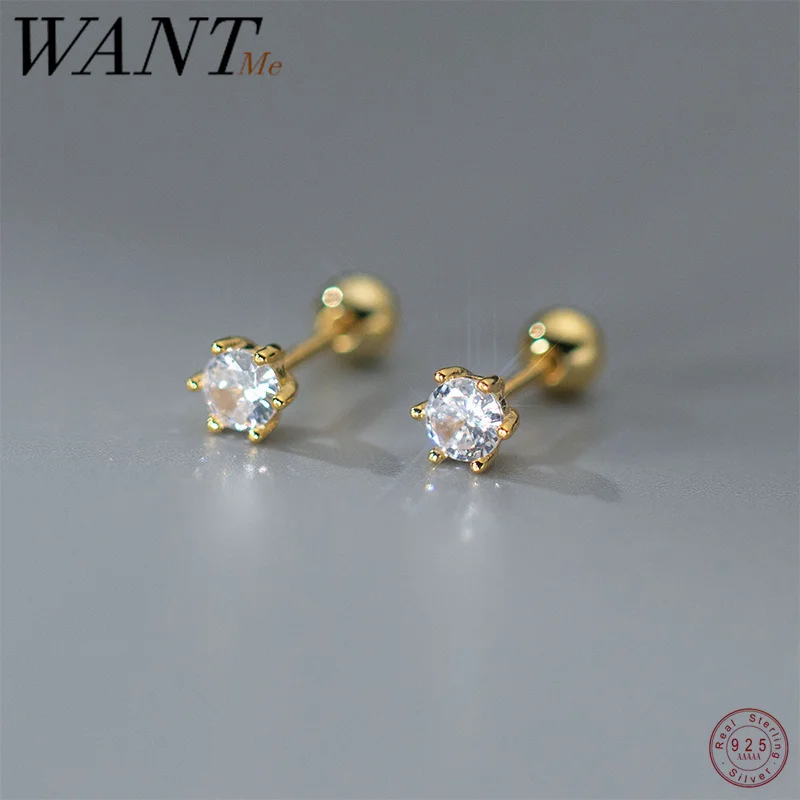 스터드 귀걸이 여성용 925 실버 LESF 1.9 Ct 새로운 클래식 라운드 컷 오스트리아 우선순위 소나 스톤 스터드 이어링 웨딩 주얼리 9 WANTME 여성용 925 스털링 실버, 트렌디한 귀여운 원형 지르콘 나사 비즈 스터드 귀걸이, 심플한 소녀 피어싱 쥬얼리 액세서리
