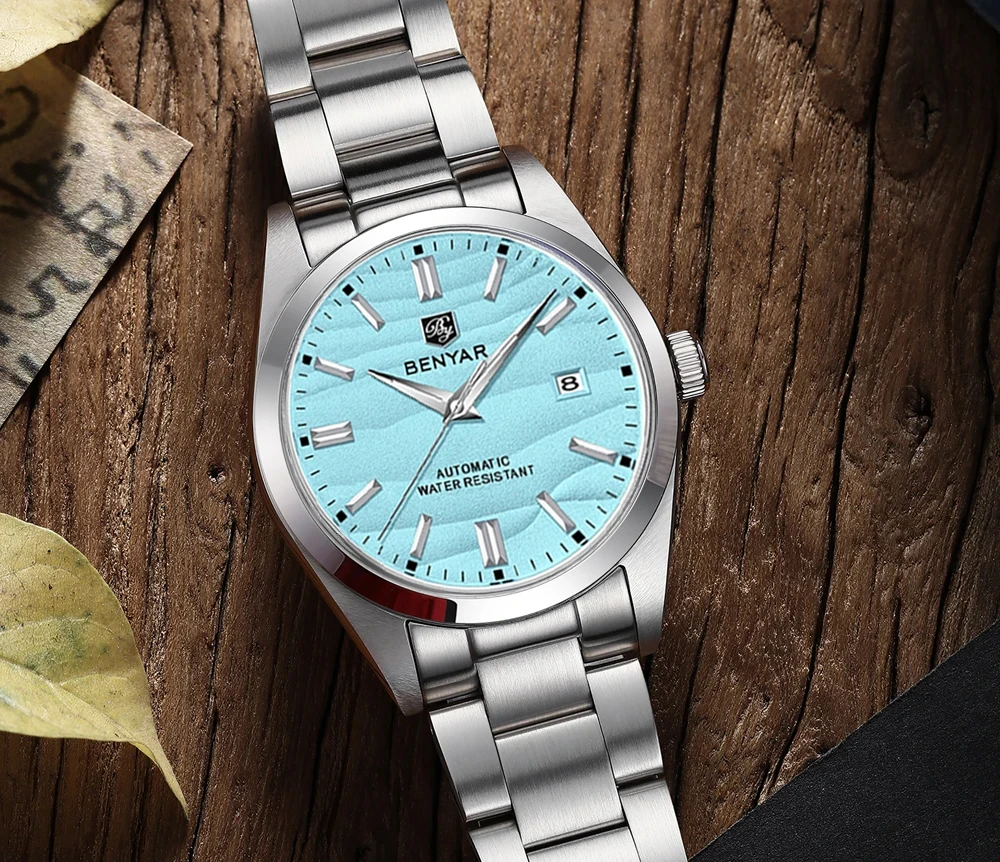 BENYAR 2024 Sand Dia 40MM Orologi meccanici in vendita calda in acciaio inossidabile 316L Semplice orologio da polso automatico impermeabile 5 bar per uomo_voghion.com
