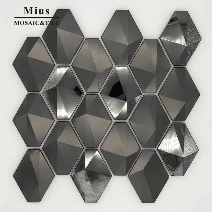 

3D hexagonal stainless steel mosaic metal tile