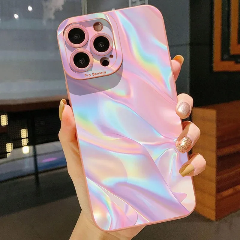 Aurora Gradient Handyhülle für iPhone 17 16 Pro Max Air 15 14 Plus 11 12 13 Mini 7 8 SE2 X XS XR Matte stoßfeste Silikonhülle