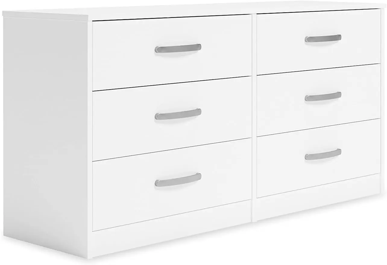 

Design by Ashley Flannia Modern 6 Drawer Dresser with Ball-bearing Construction and Safety Stop, White