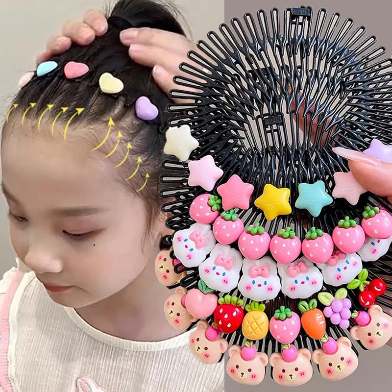 Set di pettini per capelli carino rosa fragola pettine