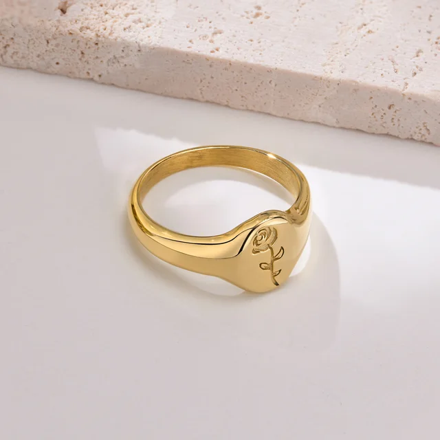 92243-a6bd14.jpg Bague Pinky, bague chevalière, bague pour hommes et femmes, bagues chevalières florales en acier inoxydable, bague céleste étoile du nord CZ