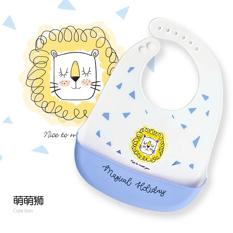 New Waterproof Soft Baby Silicone Bibs Cute Cartoon Printed Kids Girl Boy Adjustable Children Bib Baby Lunch Feeding Stuff