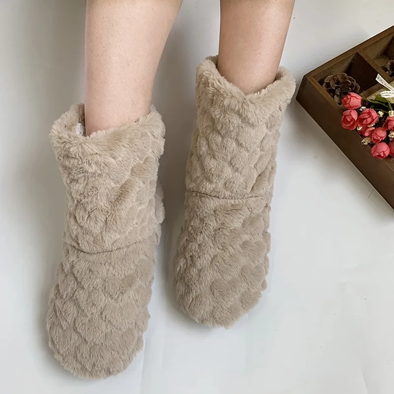 Winter Dicke Thermische Socken Männer Frauen Warmes Zuhause Weiche Verdickte Plus Samt Schlafen Anti Slip Boden Pantoffel Socke Für Weihnachten – Detail 12